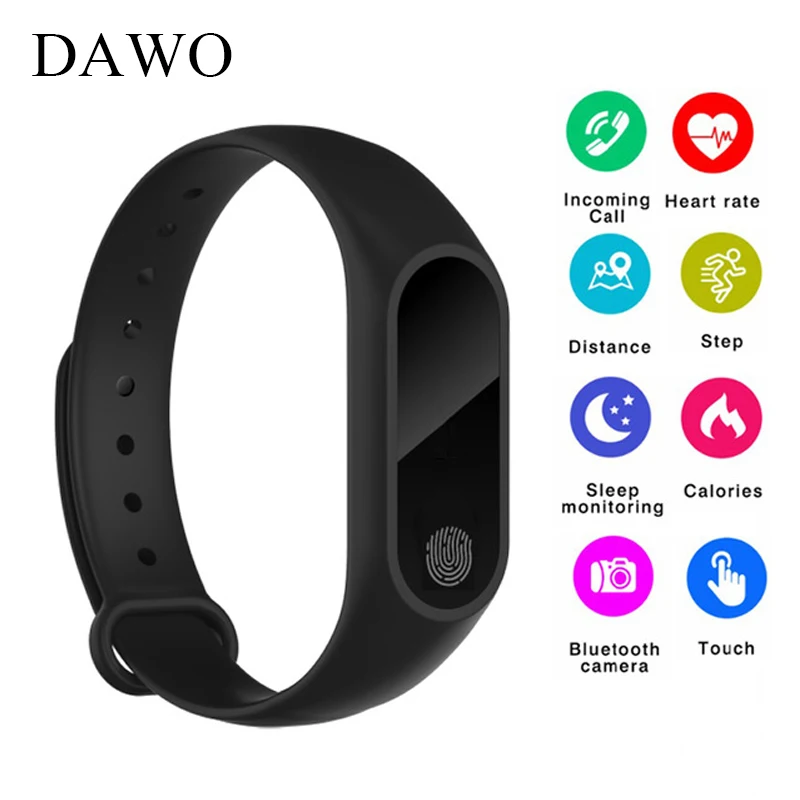 

DAWO Fitness Activity Tracker Sport Heart Rate Monitor Sleep Pedometer Alarm Call Smart Bracelet Wristband PK K1 F1 miband 2