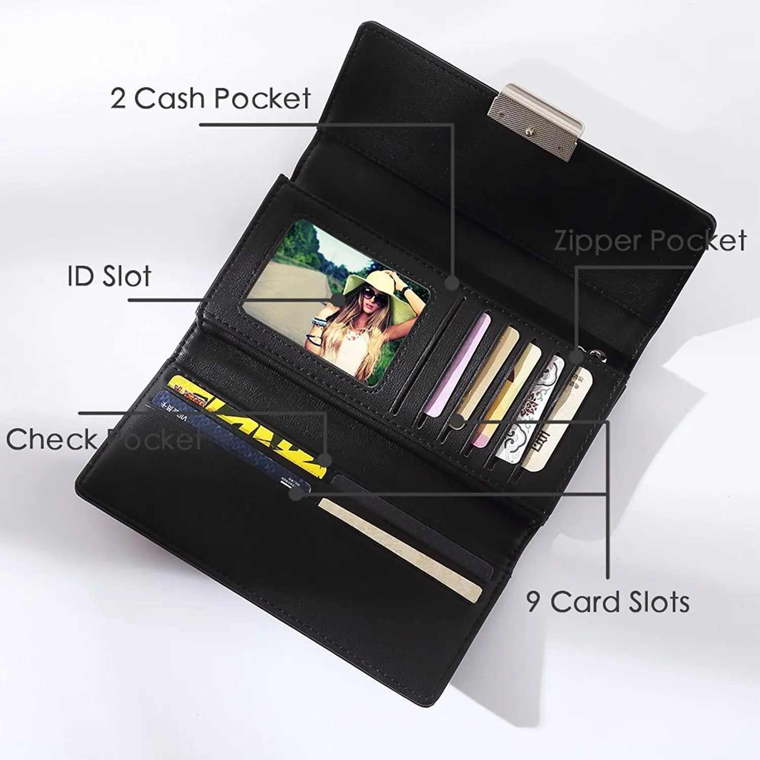 Женский двойной кожаный чехол-кошелек с защитой RFID