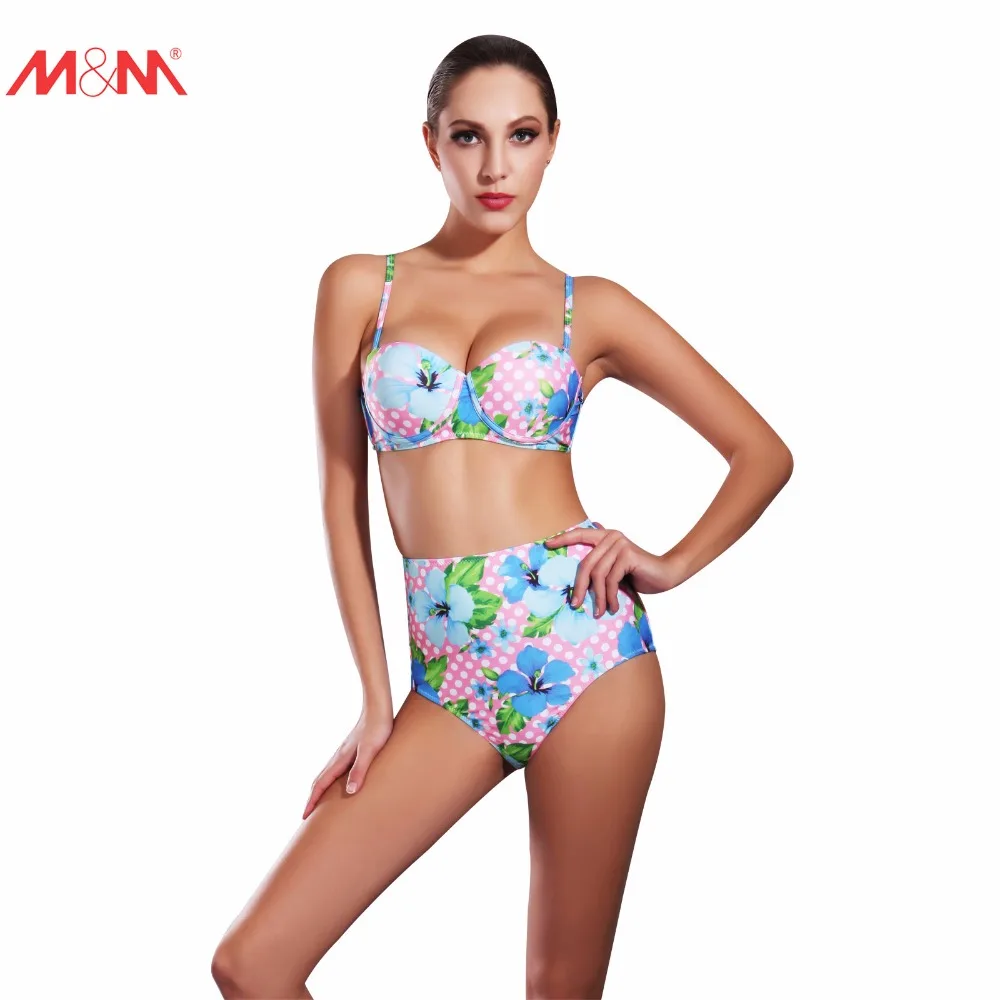 

Retro Sexy Floral Print Dot Push Up Bikini Set High Waist Swimwear Women Swimming Suit Female Swimsuit Bathing Suit Biquini 2017