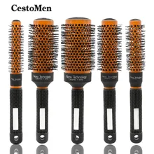 CestoMen оранжевый нано-ионный тепловой Парикмахерская щетка керамическая расческа для волос для завивки, выдувания, выпрямления круглая расческа для волос