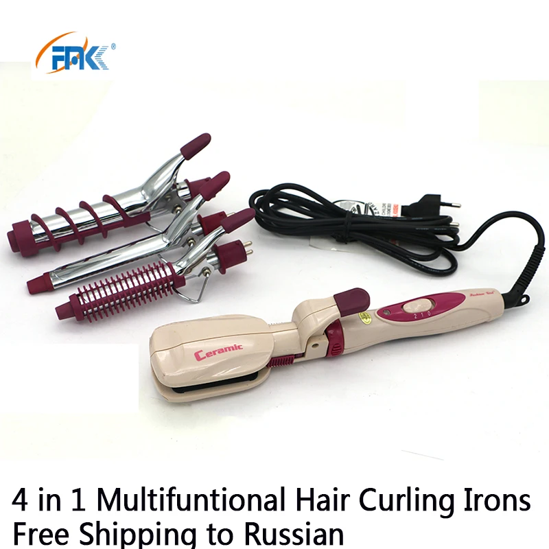 

FMK 4 In 1 Multifuntional Instant Heat Curl Roller Straightener Ceramic Curling Irons Corn Clip Hairdressing Tool HB101