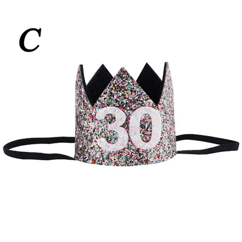 Детская шапка на год, на первый день рождения, Детские вечерние кепки для девочек и мальчиков, розовые и голубые цветы, корона принцессы, головная повязка для взрослых, одежда для волос 7C0648 - Цвет: 3