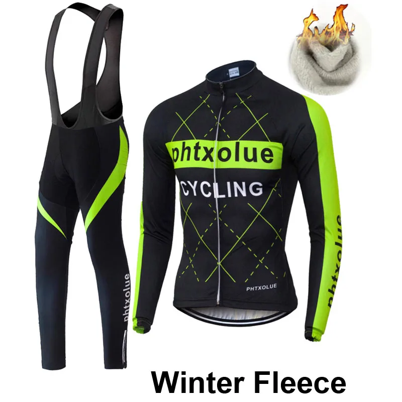 Phtxolue зима Термальность флис Велосипедная Форма одежда велосипед MTB майки велонаборы Для Мужчин's Велоспорт Джерси наборы для ухода за кожей QY069 - Цвет: 11