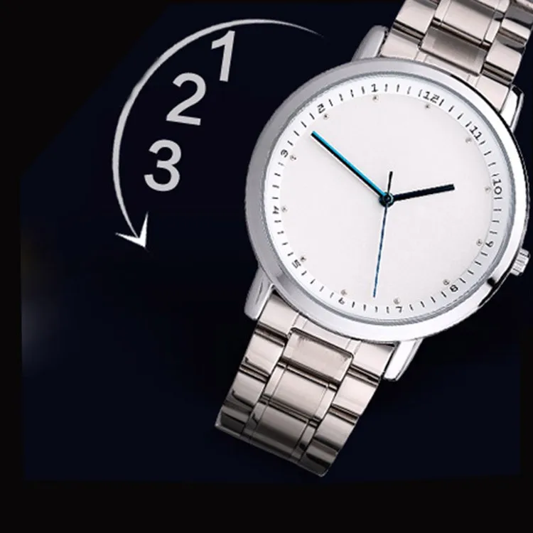 Мужские часы роскошные стальные деловые часы против часовой стрелки водонепроницаемые мужские часы Reverse мужские часы Reloj Hombre