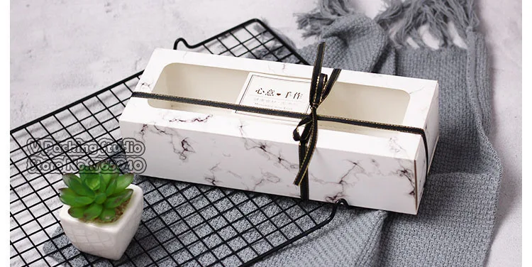 Marble Paper cake Box withOpen clear window Chocolate Mooncakes doughnuts Macaron Party Cookies Gift Packaging Boxes | Дом и сад
