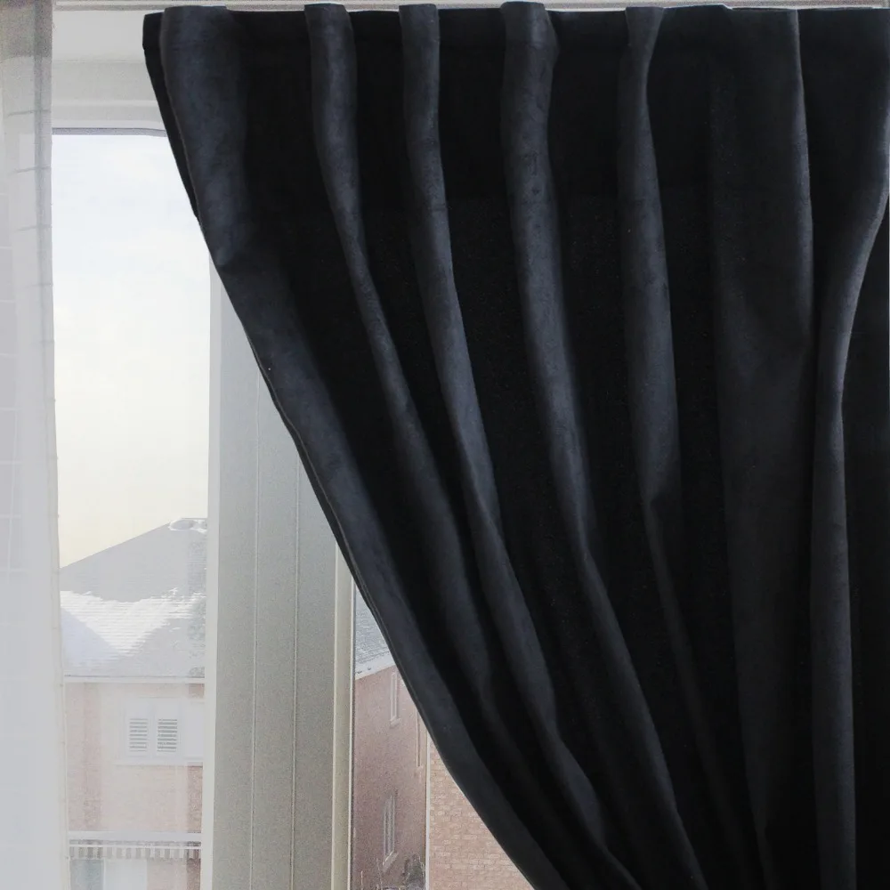 Free Shipping High Quality Micro Suede Black Color Window Curtain