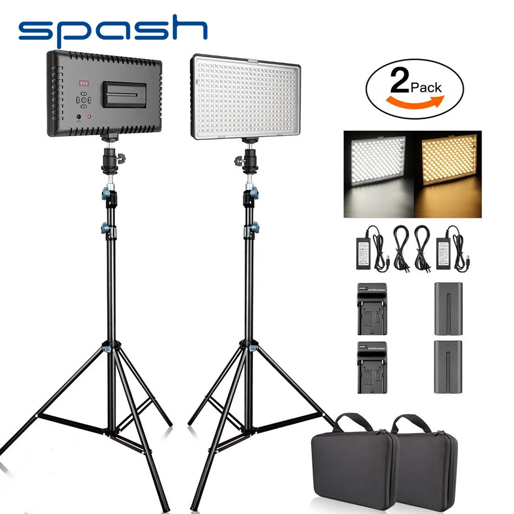 

spash TL-336AS 2 Sets LED Video Light Photography Lighting Bi-color 3200K-5600K CRI95 LED Panel Lamp for Photo YouTube Shoot