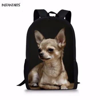 

INSTANTARTS Funny Puppy Chihuahua Print School Bags for Girls Boys Casual Lap Top Backpacks Kids Primary School Students Bookbag