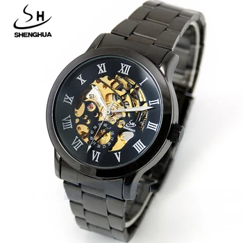 

Full Steel Self-wind Automatic Mechanical Watch Men Analog Stainless Skeleton Men's Wrist Watch Cool Steampunk clock male