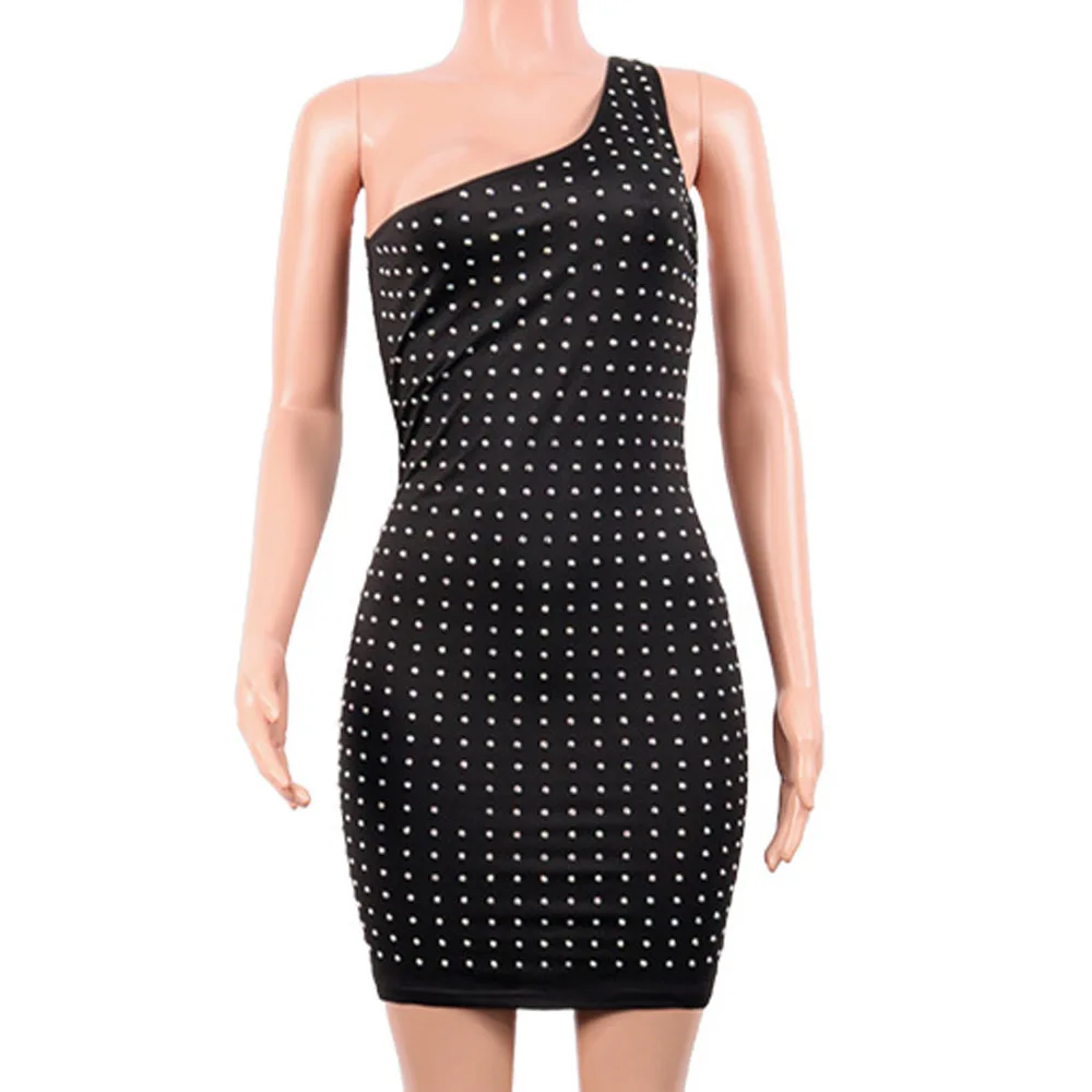 Sexy Sparkly Rhinestone Backless Dress Women One-Shoulder Irregular Dress Slim Party Club Bodycon Dresses Vestidos Robe Sexy Sparkly Rhinestone Backless Dress Women One-Shoulder Irregular Dress Slim Party Club Bodycon Dresses Vestidos Robe