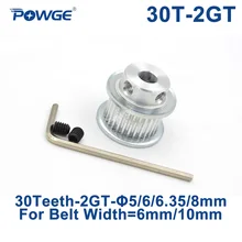 POWGE 30 зубов 2 м 2GT зубчатый шкив Диаметр 5/6/6,35/7 Plus/8 мм для 2MGT GT2 синхронного ремня ширина 6/9 мм Ювелирные наборы с маленьким люфта 30 зубы 30 T