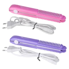 ЕС штекер маленький, ручной, для путешествий керамическая пластина плоский беспроводной Выпрямитель волос бигуди Styler фиолетовый розовый 110-240 В 2,5 см х 20 см