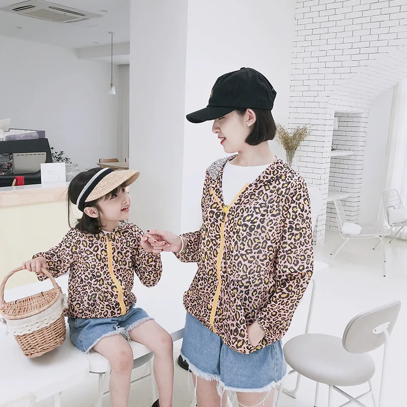 

Baby Leopard Sunscreen Jacket Family Clothing Mom Son Oufits Family Matching Clothes Shirts Mommy and Me Dresses Love Mum Kids