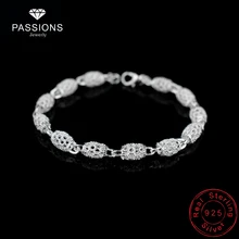 Новинка, Модные Винтажные 7 мм полые овальные браслеты с шариками, 925 пробы, Серебряная пластина, браслет-цепочка для женщин и девушек, ювелирное изделие, подарок