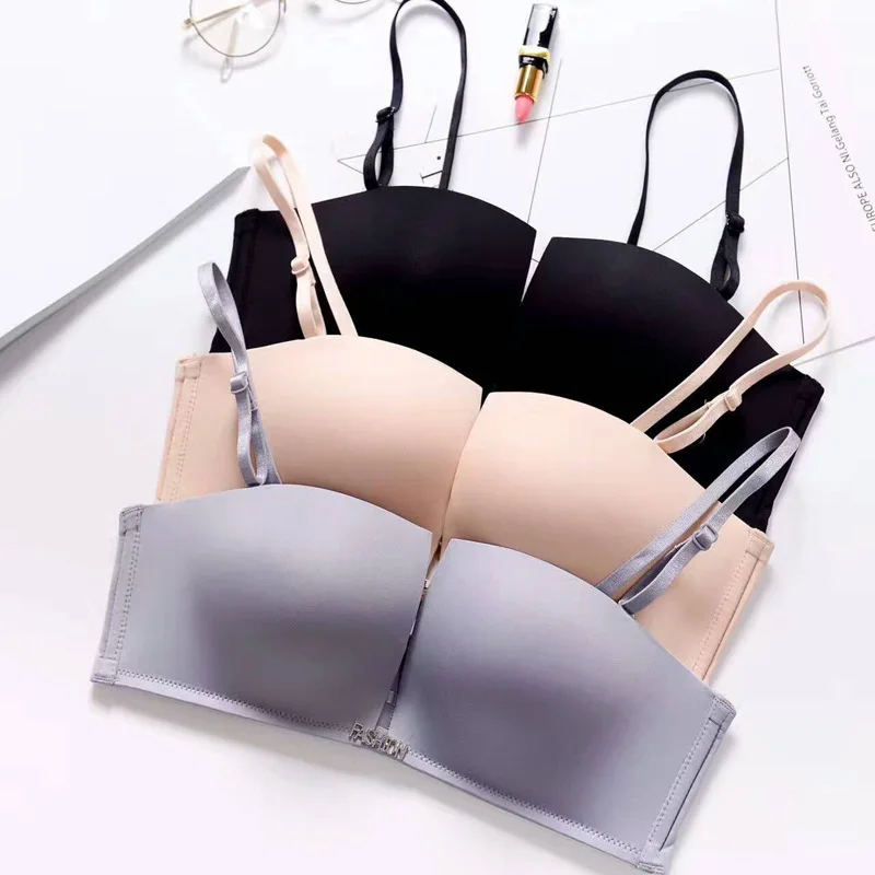 

Sexy Bras For Women Push Up Bra Seamless Underwear Bralette Deep V Brassiere Invisible Strapless Wire Free Top Square Cup Bra
