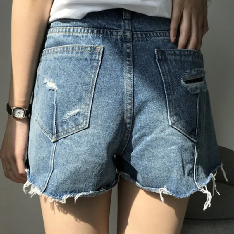 Fashionable Summer Loose Washing Frayed Denim Shorts Women High Waist Shorts BFJeans Hole Ladies Short Pants Fashionable Summer Loose Washing Frayed Denim Shorts Women High Waist Shorts BFJeans Hole Ladies Short Pants