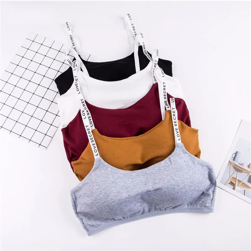 5 Colors New Fashion Bra Screw Thread Vest Top Bras For Women Letter Straps Wire Free Lingerie Women Underwear Solid Sexy Bra