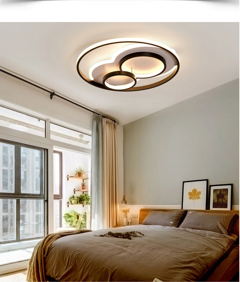 Настенный современный светодиодный потолочный светильник для гостиной, лампа для спальни, Белый/Черный плафон, домашнее освещение, светодиодный потолочный светильник