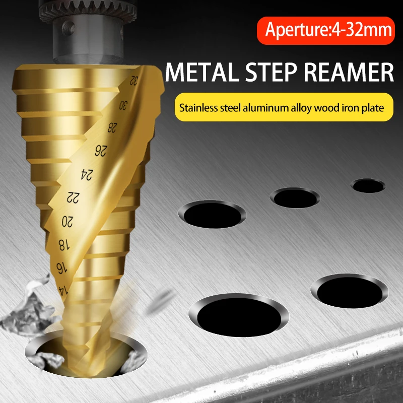 AIRAJ Multi-function Drill Stainless Steel Pagoda Drill Cone Reamer Metal Hole Opener Step Drill Puncher