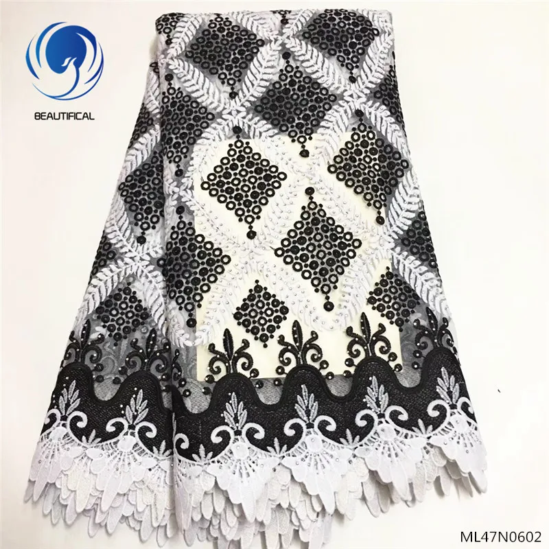 

BEAUTIFICAL lace fabric black and white embroidery red lace fabric wedding fabric with cord lace fabric 5yards/lot ML47N06