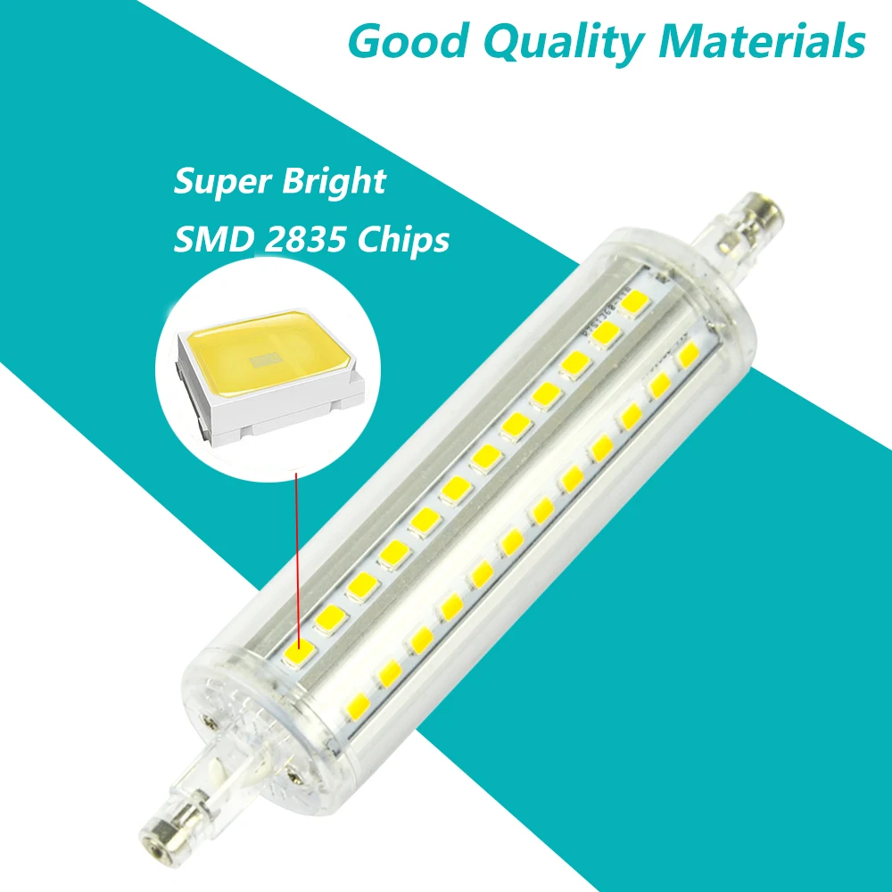 R7S 220V светодиодный 2835SMD трубки лампы 78 мм 118 AC85 265V Алюминий кукурузная лампа 7W 15W