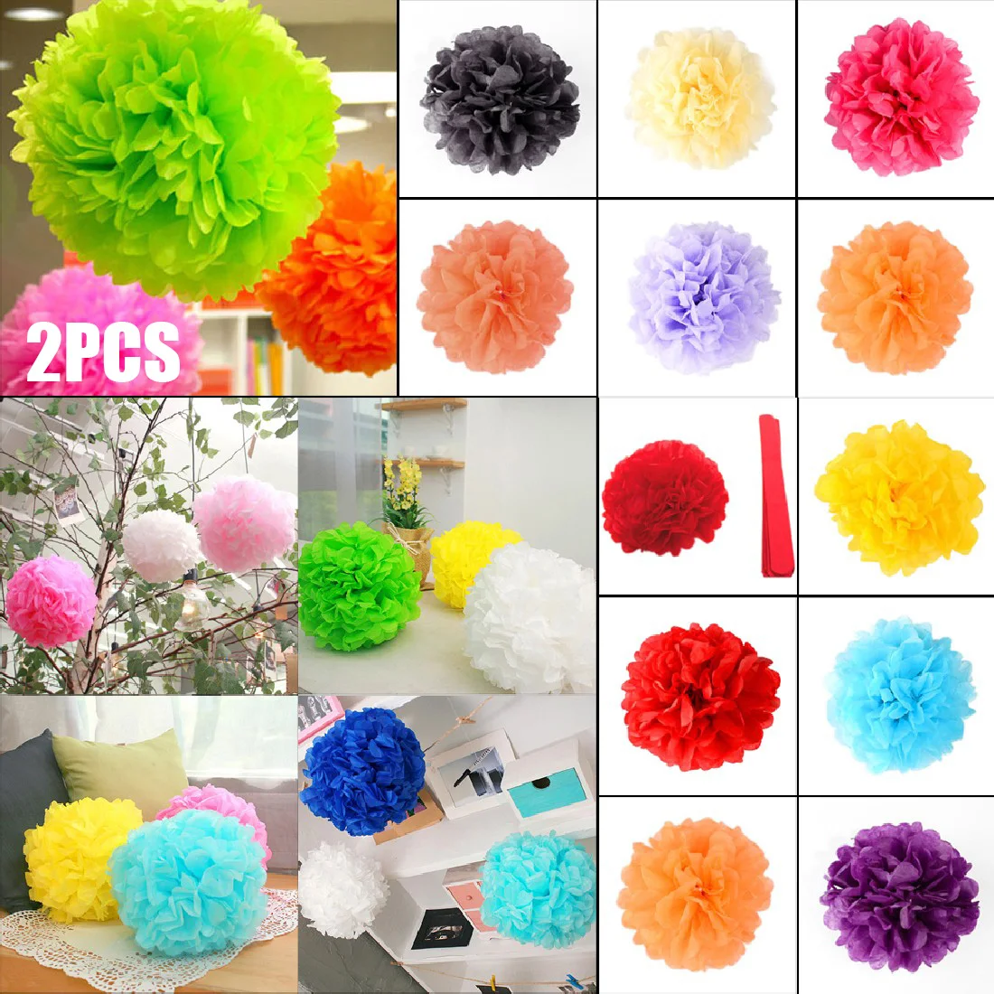 

15cm 20cm 25cm 38cm Wedding Decorative Paper Pompoms Pom Poms flower Balls Party Home Decor Tissue Birthday Decoration
