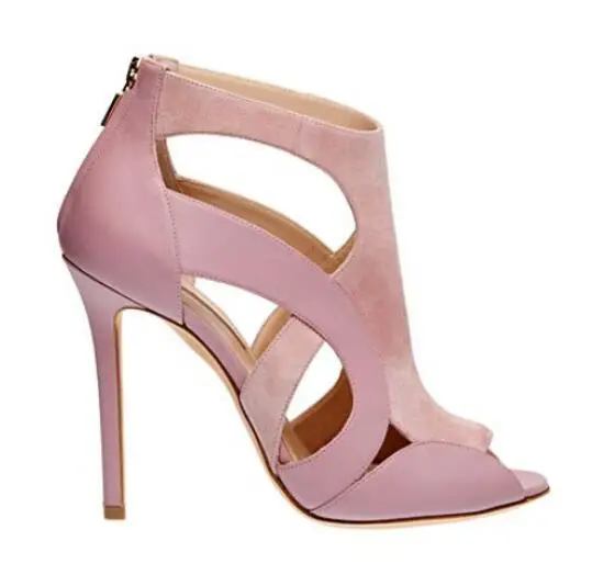 

New Design 2017 Summer Fashion Cute Sweet Pink Peep Toe Hollow Out Women Sandals High Heel Wedding Party Dress Sandal Booties