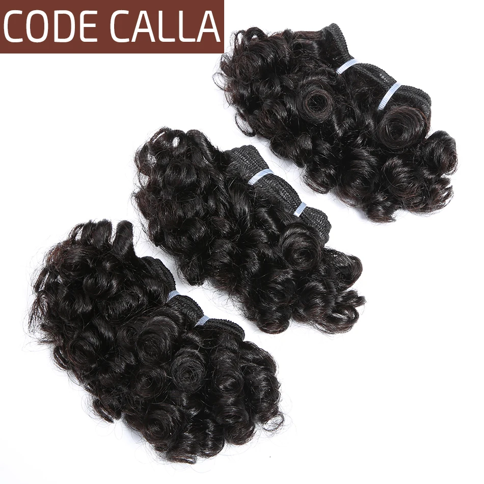 Code Calla Short-cut  Pre-Colored Raw Virgin Human Hair 3 Bundles 6 Inch Italian Bouncy Curly 6PCS Can Make A Wig Free Shipping