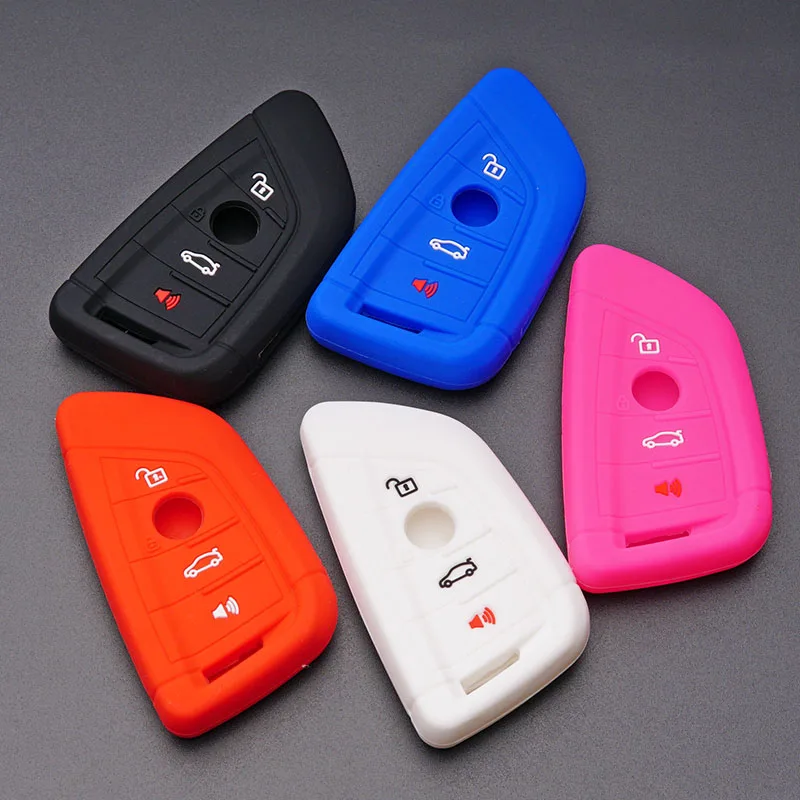 

Rubber silicone car key fob cover case skin shell protect holder for BMW 1 2 5 series 218i X1 F48 X3 X4 X5 X6 F15 Remote keyless