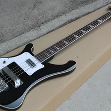 С фабрики черный 4-струнный электрическая бас-гитара с левым, белая накладка, хром аппаратных средств, предложение по индивидуальному заказу
