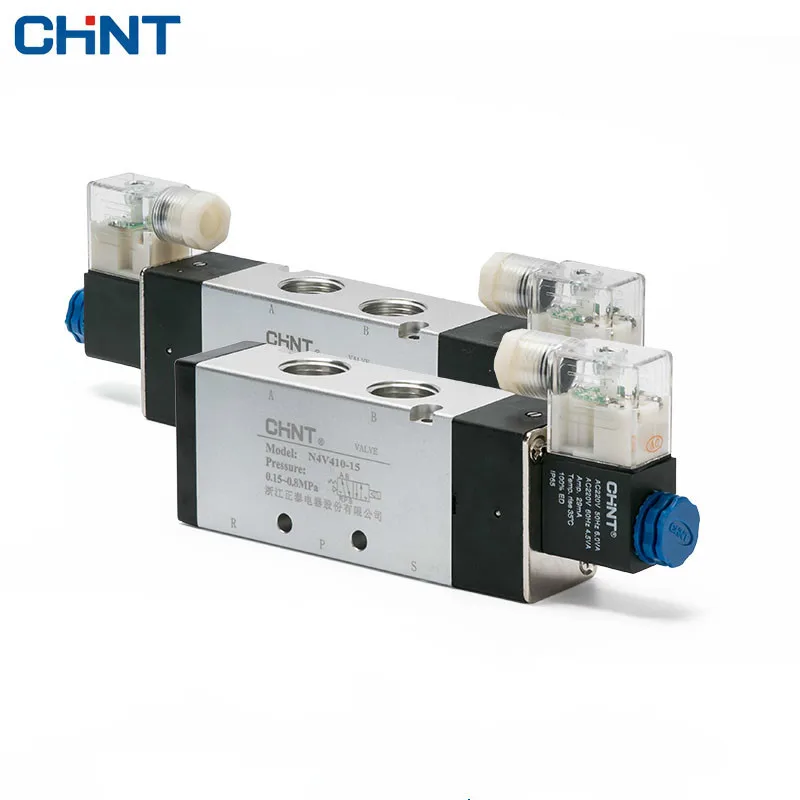

CHINT 220v Two Position Five Electromagnetism Valve24v 12v Reversing Valve 4V410-15 4v420-15