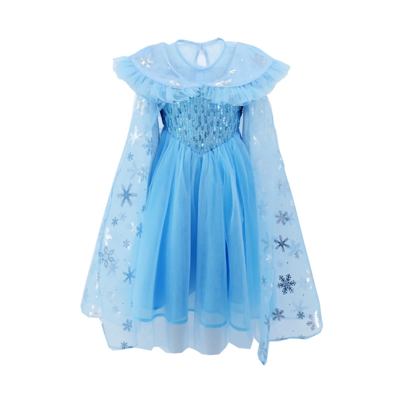 Платье принцессы Эльзы для девочек, детские платья принцессы Эльзы, детские костюмы для Хэллоуина, дня рождения, костюмированной вечеринки - Цвет: dress and cape