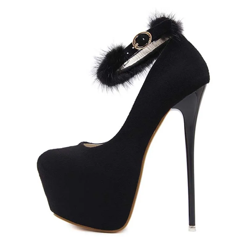 2019 New Spring Sexy Gladiator Woman Pumps Patform Heels Party Round Toe Buckle Strap Pumps shoes Black shoes 34-40 Women Shoes