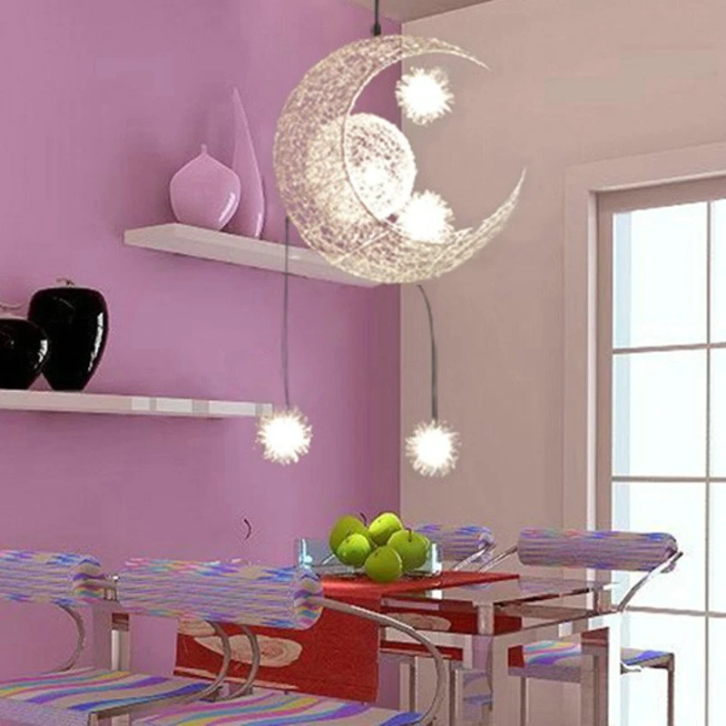 

Modern Personalized Moon Star Chandelier Children Bedroom Lustres hanging ceiling lamp home decorative Fixture Lighting