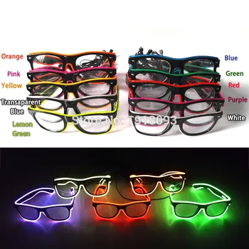 

10 Colors Optional El Wire Fashion Neon Novelty Lighting LED Light Up Sun glasses Glowing Rave Costume Party DJ Bright Glasses