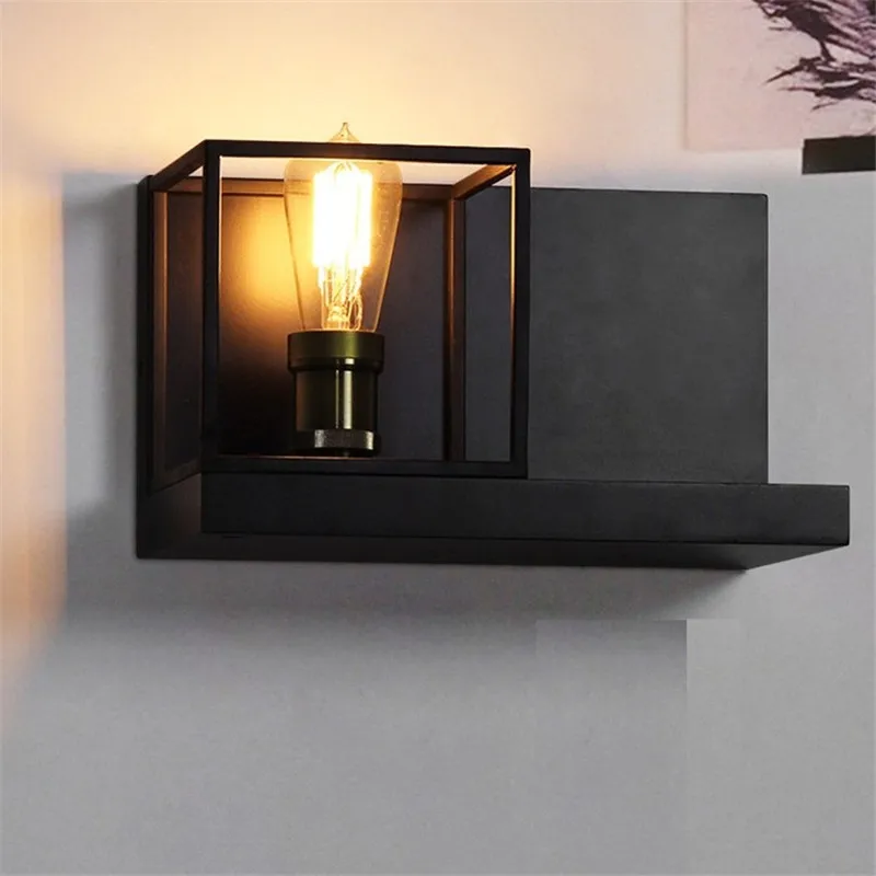 Nordic Loft Style Industrial Vintage Wall Light Fixtures Iron Wood Antique Lamp Bedside E27 Bulb LED Wall Sconce Home Lighting