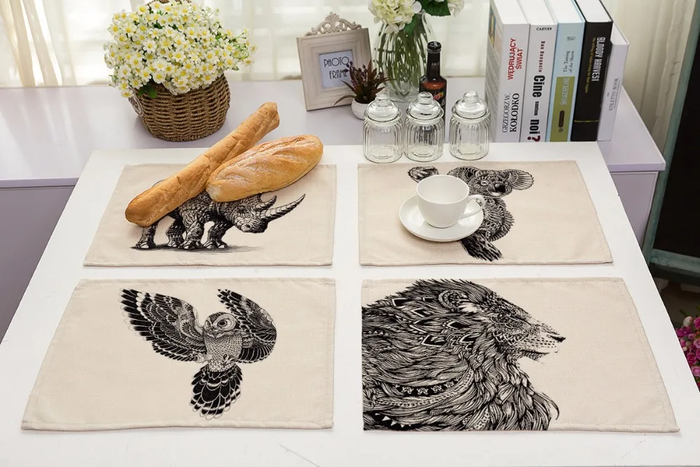 

42*32cm Sketch animal Dinner Table Napkins Car Pattern For Table Napkins Printed Wholesale Price Polyester Restaurant Napkin