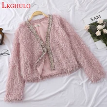 Для женщин длинный рукав короткий кардиган пальто для будущих мам с v-образным вырезом осень-зима волосатые кисточкой Для женщин s Костюмы пальто W701