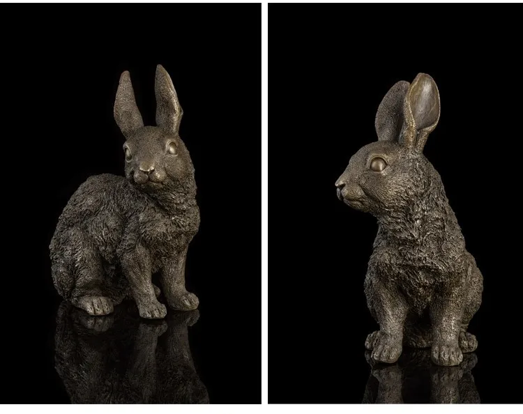ATLIE Бронзовая поучительная Статуэтка кролика, Китайский Зодиак, животное, статуя фэн-шуй, художественный Декор