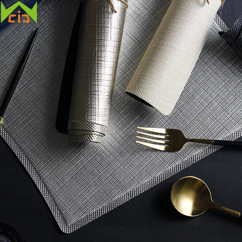 WCIC Anti Skid PU Leather Table Mat Waterproof Placemat Kitchen Restaurant Cafe Tableware Pads Heat Resistant Dining Decoration