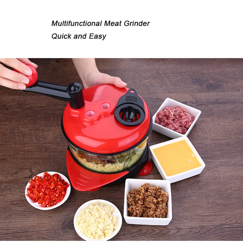 VETCS Manual Food Processor, Multifunctional Hand Crank Meat Grinder Food  Chopper with Vegetable Shredder Knife,For Meat, Fruits,Lettuce, Salad(4  Blades),Brown,28 * 20cm - Yahoo Shopping