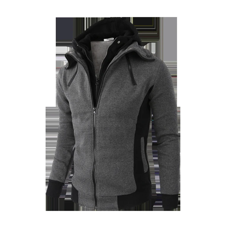 Уличные ветрозащитные Пальто Повседневная осенняя одежда поддельные два предмета пальто и верхняя одежда тонкое пальто с капюшоном для мужчин chaquetas - Цвет: dark gray