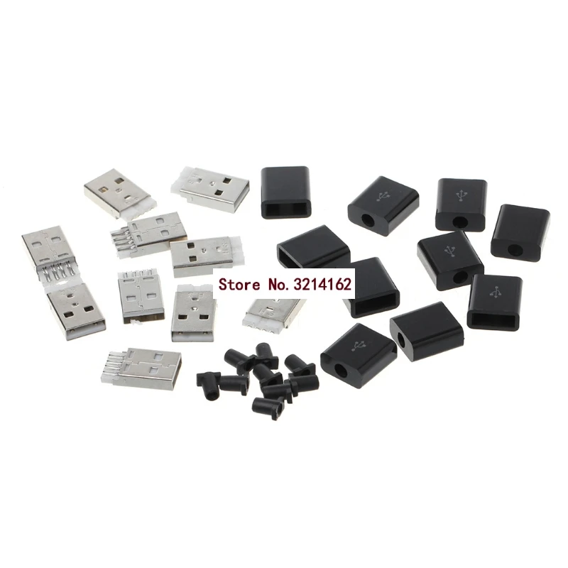 

10Pcs DIY USB 2.0 Type A Male 4P Adapter Connector Plug Socket with Plastic Shell 07NOV