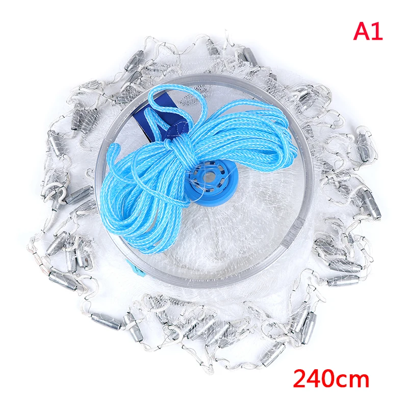 Brand New High Strength Small Mesh American Hand Cast Net With Sinkers Casting Fishing Network 240cm 300cm Dia. Fishing Tools
