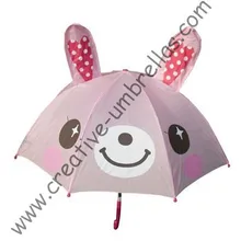 Детский зонтик, для девочек с изображением животных, зонт с героями мультфильмов-розового цвета с изображением кролика, авто open.8mm металлический вал и рифленые ребра, безопасные детские Зонты