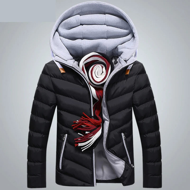 

Winter Jacket Men Hat Detachable parka men jacket Thick Warm Cotton-Padded Jacket Coats Hooded Collar chaqueta hombre Plus Size