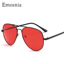 Emosnia, Ретро стиль, красные, Samll, пилот, солнцезащитные очки для женщин, Ретро стиль,, металлическая оправа, желтые, красные линзы, Круглые, Ретро стиль, солнцезащитные очки для мужчин, УФ