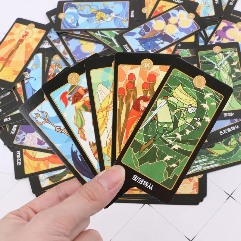 

1Set Tarot Cards With Colorful Box Mysterious Divination Astrology Cards Board Game Random Color