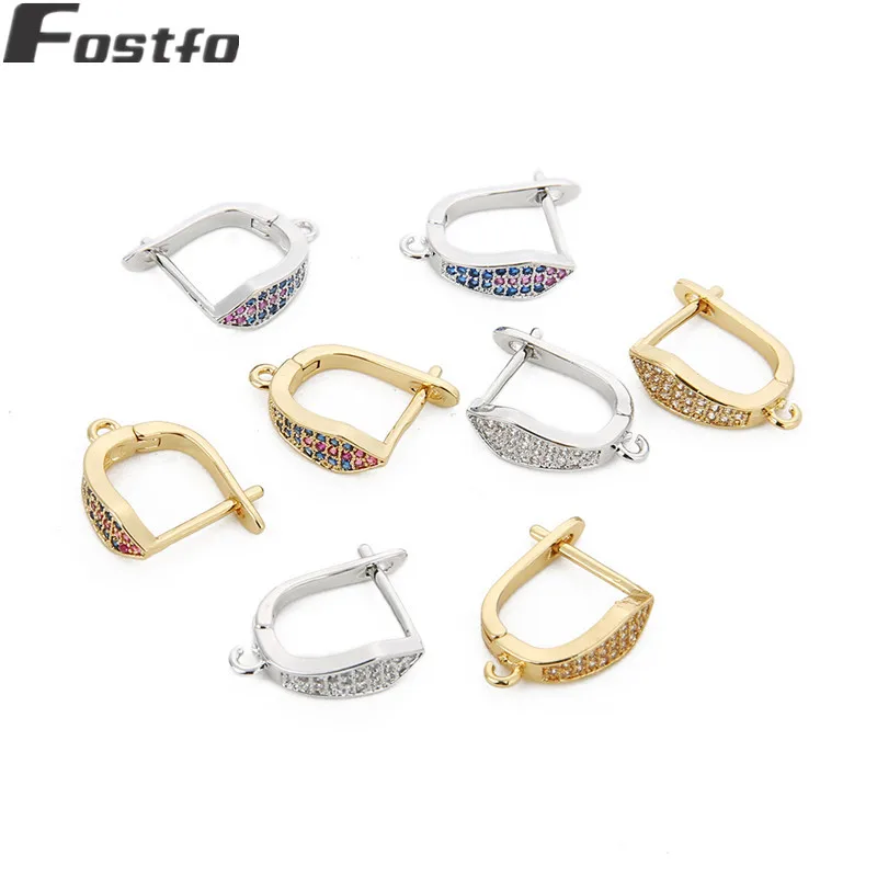 Серьги Крючки Fostfo 2 шт. 1 5*1 9 см золотого и серебряного цвета с кристаллами для