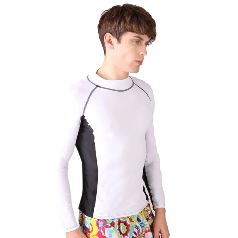 Европейская версия мужской анти-УФ неопреновый костюм для подводного плавания и серфинга солнцезащитный топ с коротким рукавом Солнцезащитный купальник - Цвет: Белый